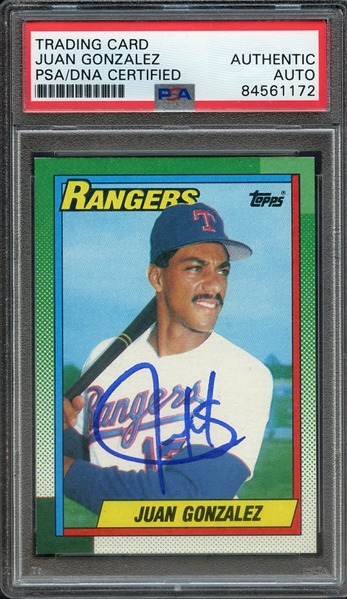 1990 TOPPS 331 SIGNED JUAN GONZALEZ PSA/DNA AUTO AUTHENTIC