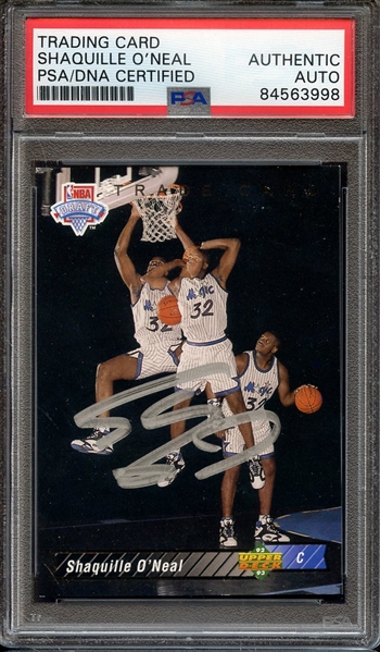 1992 UPPER DECK TRADE CARD 1B SIGNED SHAQUILLE O'NEAL PSA/DNA AUTO AUTHENTIC