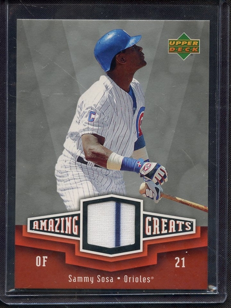 2006 UPPER DECK AMAZING GREATS SAMMY SOSA GAME USED JERSEY