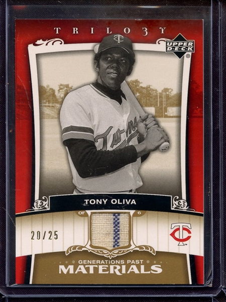 2005 UPPER DECK TRILOGY TONY OLIVA GAME USED JERSEY 20/25