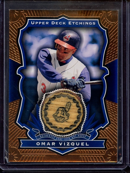 2004 UPPER ECK ETCHINGS OMAR VIZQUEL GAME USED BAT