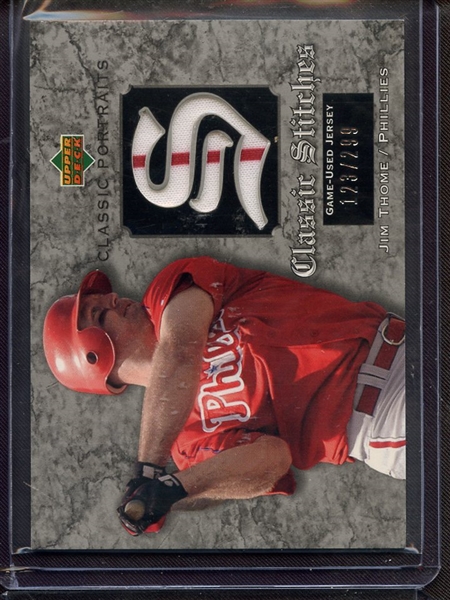 2003 UPPER DECK CLASIC PORTRAITS JIM THOME GAME USED JERSEY 123/299