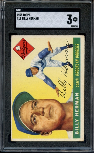 1955 TOPPS 19 BILLY HERMAN SGC VG 3