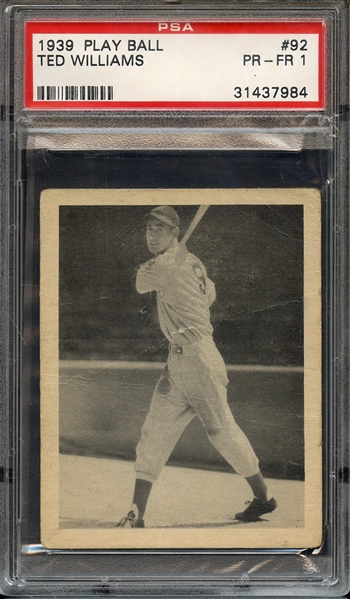 1939 PLAY BALL 92 TED WILLIAMS PSA PR 1