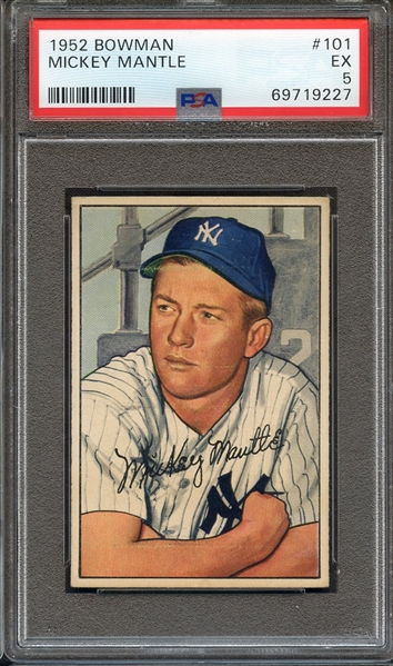 1952 BOWMAN 101 MICKEY MANTLE PSA EX 5