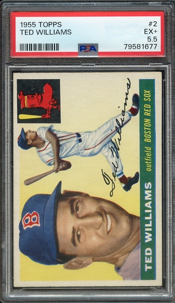 1955 TOPPS 2 TED WILLIAMS PSA EX+ 5.5