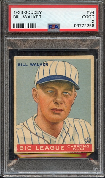 1933 GOUDEY 94 BILL WALKER PSA GOOD 2