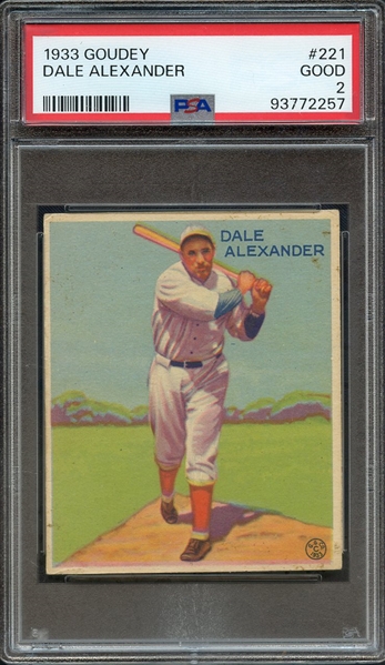 1933 GOUDEY 221 DALE ALEXANDER PSA GOOD 2