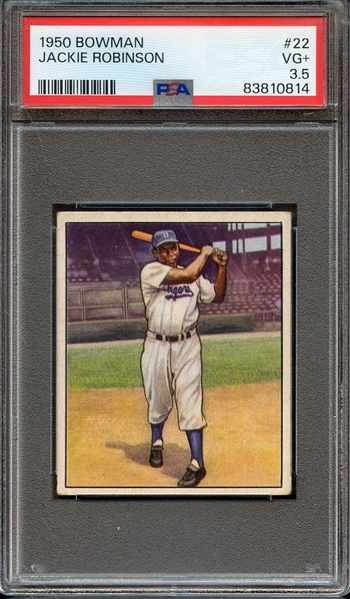 1950 BOWMAN 22 JACKIE ROBINSON PSA VG+ 3.5