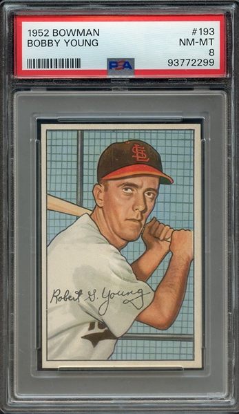 1952 BOWMAN 193 BOBBY YOUNG PSA NM-MT 8