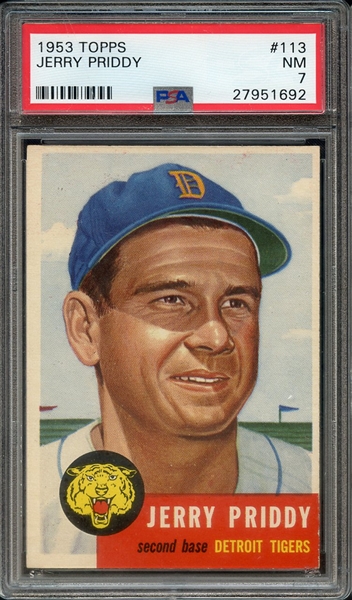 1953 TOPPS 113 JERRY PRIDDY PSA NM 7