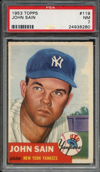 1953 TOPPS 119 JOHN SAIN PSA NM 7