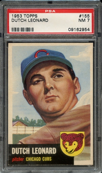 1953 TOPPS 155 DUTCH LEONARD PSA NM 7