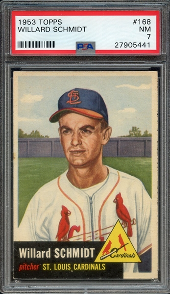 1953 TOPPS 168 WILLARD SCHMIDT PSA NM 7