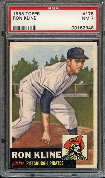 1953 TOPPS 175 RON KLINE PSA NM 7