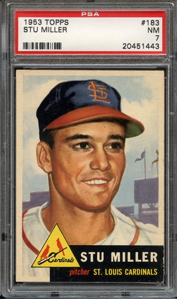 1953 TOPPS 183 STU MILLER PSA NM 7