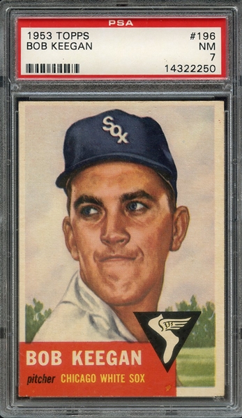 1953 TOPPS 196 BOB KEEGAN PSA NM 7