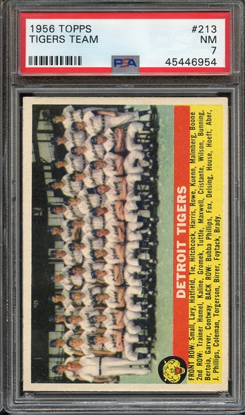 1956 TOPPS 213 TIGERS TEAM PSA NM 7