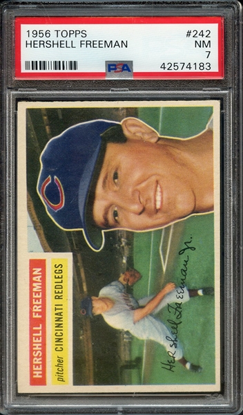 1956 TOPPS 242 HERSHELL FREEMAN PSA NM 7