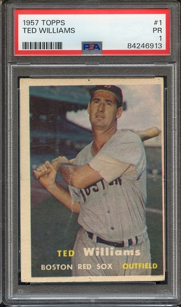 1957 TOPPS 1 TED WILLIAMS PSA PR 1