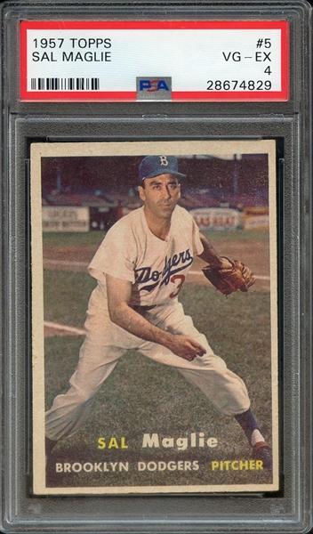 1957 TOPPS 5 SAL MAGLIE PSA VG-EX 4