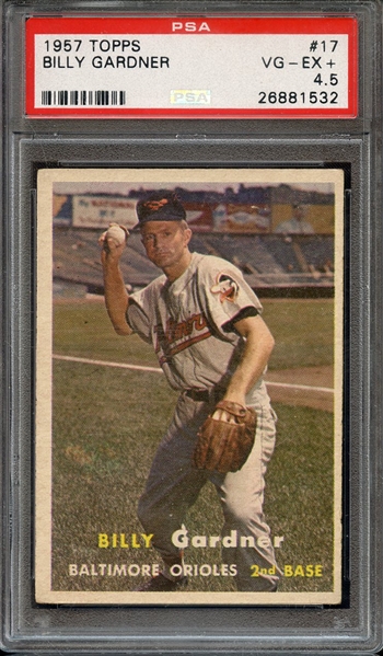 1957 TOPPS 17 BILLY GARDNER PSA VG-EX+ 4.5