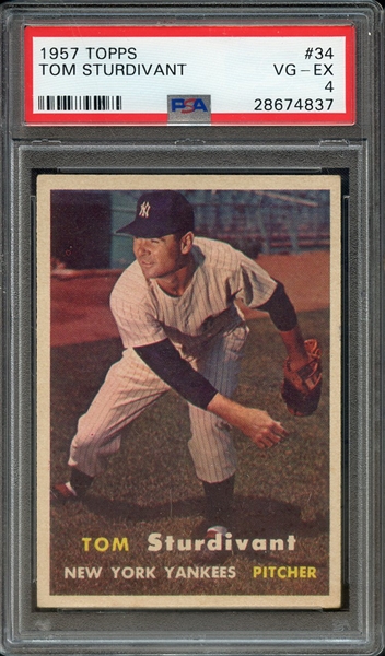 1957 TOPPS 34 TOM STURDIVANT PSA VG-EX 4