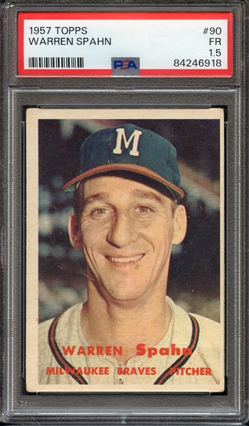 1957 TOPPS 90 WARREN SPAHN PSA FR 1.5