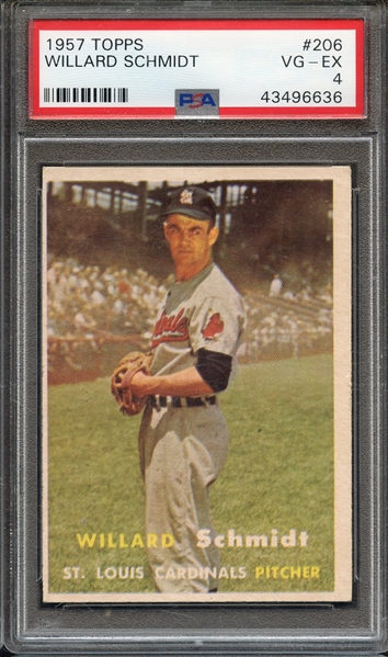 1957 TOPPS 206 WILLARD SCHMIDT PSA VG-EX 4