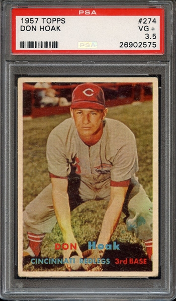 1957 TOPPS 274 DON HOAK PSA VG+ 3.5