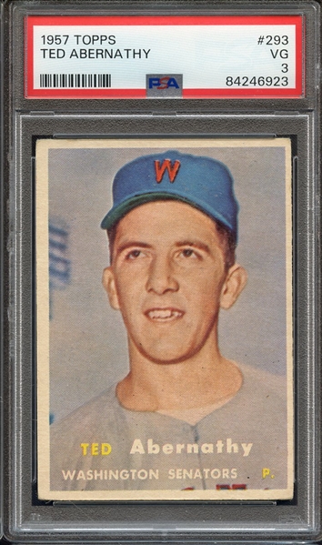 1957 TOPPS 293 TED ABERNATHY PSA VG 3