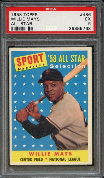 1958 TOPPS 486 WILLIE MAYS ALL STAR PSA EX 5