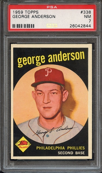 1959 TOPPS 338 GEORGE ANDERSON PSA NM 7