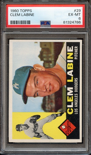 1960 TOPPS 29 CLEM LABINE PSA EX-MT 6