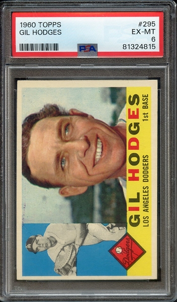 1960 TOPPS 295 GIL HODGES PSA EX-MT 6