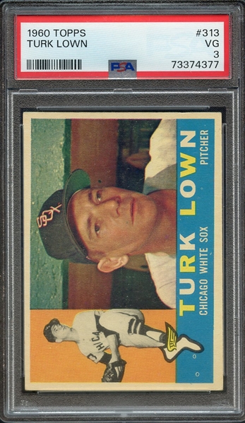 1960 TOPPS 313 TURK LOWN PSA VG 3