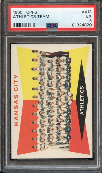 1960 TOPPS 413 ATHLETICS TEAM PSA EX 5