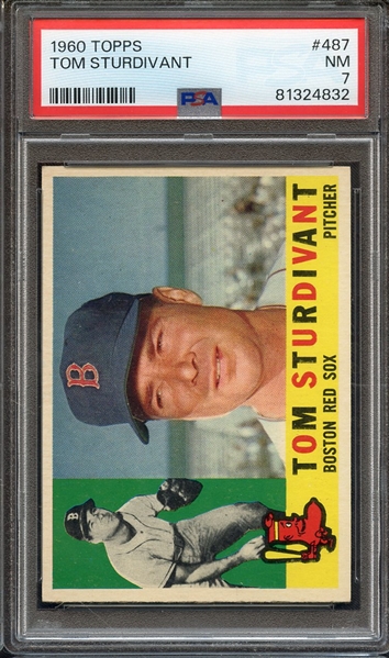 1960 TOPPS 487 TOM STURDIVANT PSA NM 7