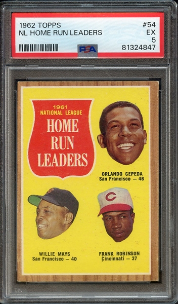 1962 TOPPS 54 NL HOME RUN LEADERS PSA EX 5