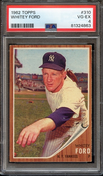 1962 TOPPS 310 WHITEY FORD PSA VG-EX 4