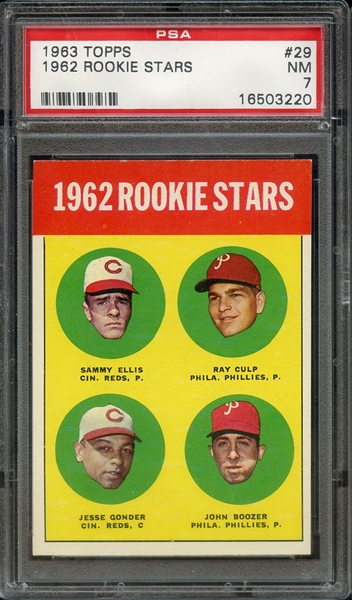 1963 TOPPS 29 1962 ROOKIE STARS PSA NM 7