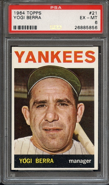 1964 TOPPS 21 YOGI BERRA PSA EX-MT 6