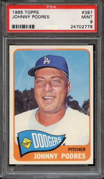 1965 TOPPS 387 JOHNNY PODRES PSA MINT 9