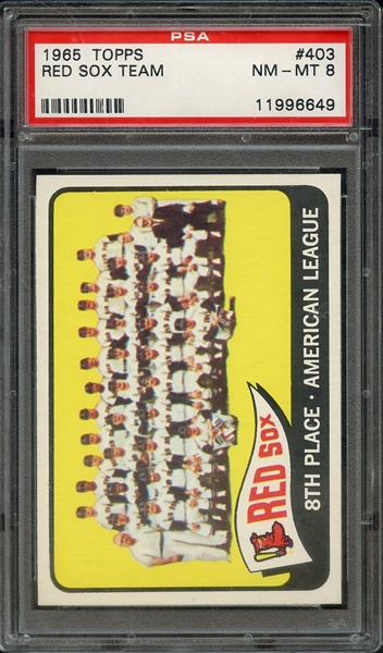 1965 TOPPS 403 RED SOX TEAM PSA NM-MT 8