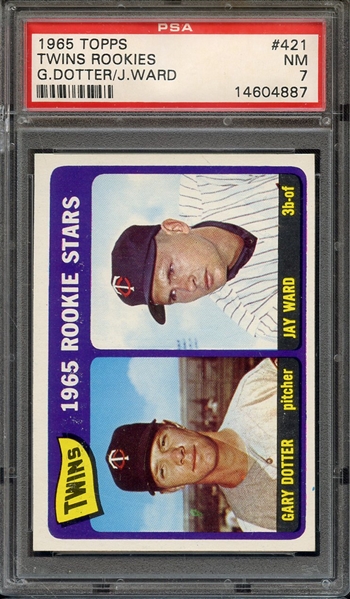 1965 TOPPS 421 TWINS ROOKIES G.DOTTER/J.WARD PSA NM 7