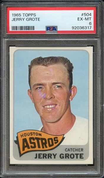 1965 TOPPS 504 JERRY GROTE PSA EX-MT 6