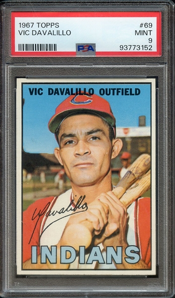 1967 TOPPS 69 VIC DAVALILLO PSA MINT 9