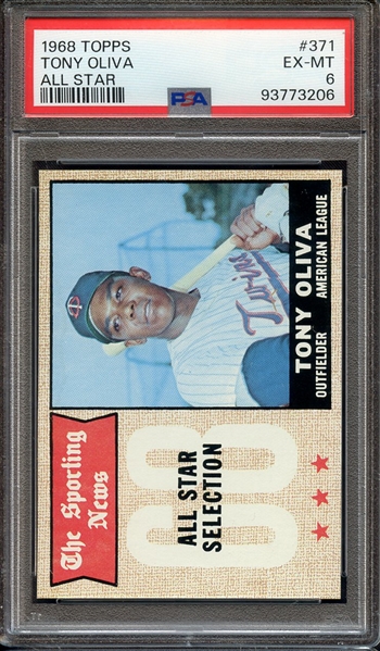 1968 TOPPS 371 TONY OLIVA ALL STAR PSA EX-MT 6