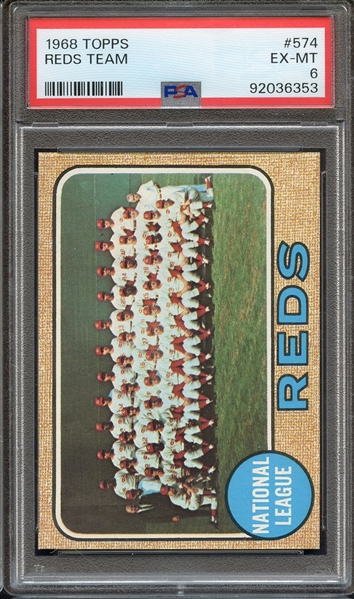 1968 TOPPS 574 REDS TEAM PSA EX-MT 6