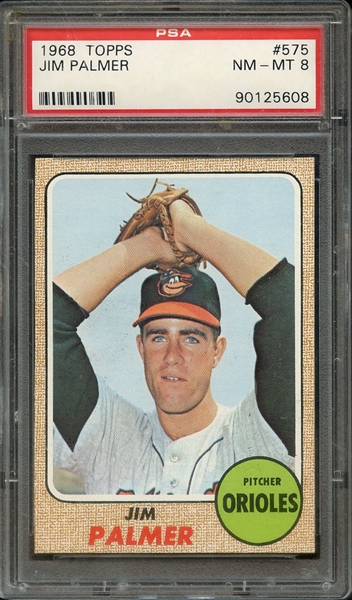 1968 TOPPS 575 JIM PALMER PSA NM-MT 8